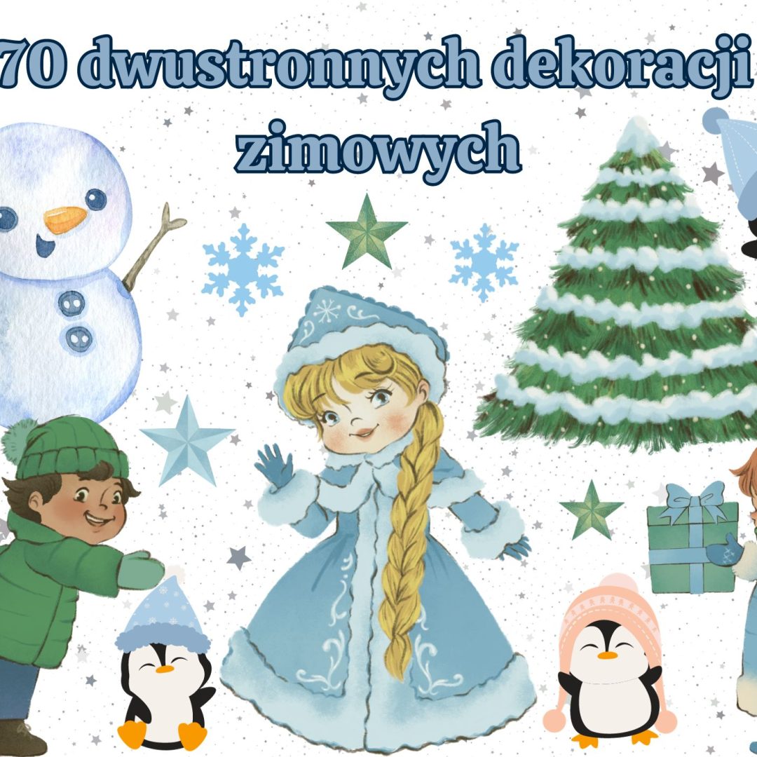 70 dwustronnych dekoracji zimowych
