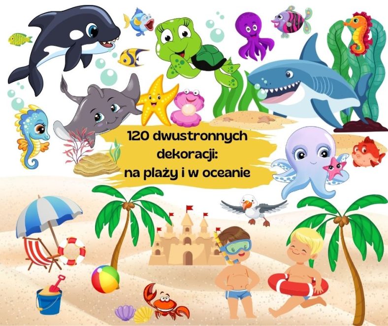Dwustronne dekoracje z motywem plaży i oceanu