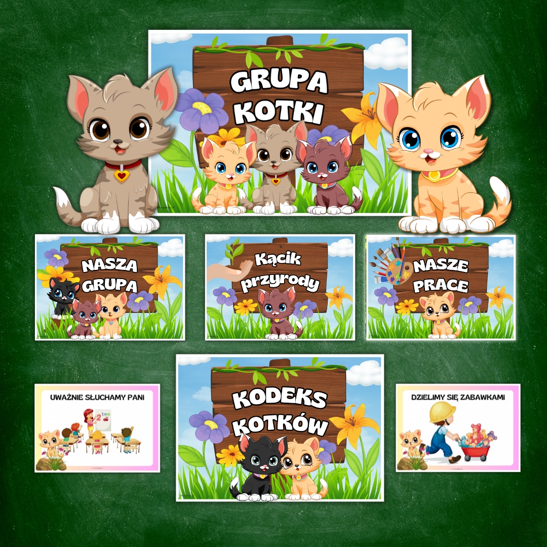 grupa kotki, grupa kotki przedszkole, grupa kotki napis, pakiet grupa kotki