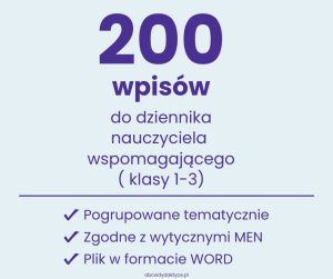 wpisy do dziennika nauczyciela wspomagającego