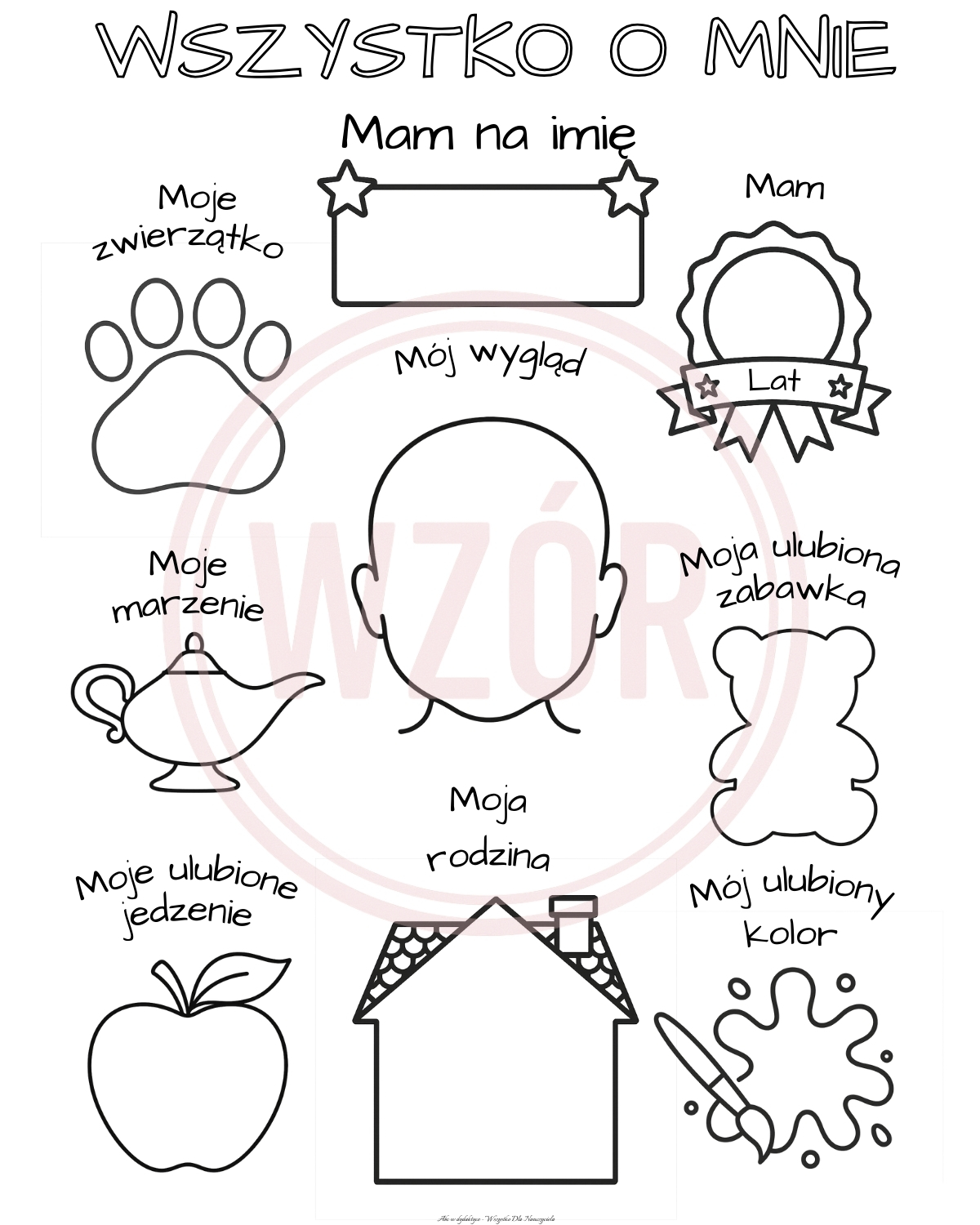 wszystko o mnie karta pracy